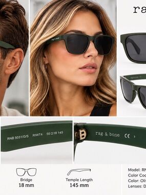 rag & bone RNB5031/G/S Olive Green Square Sunglasses 56mm